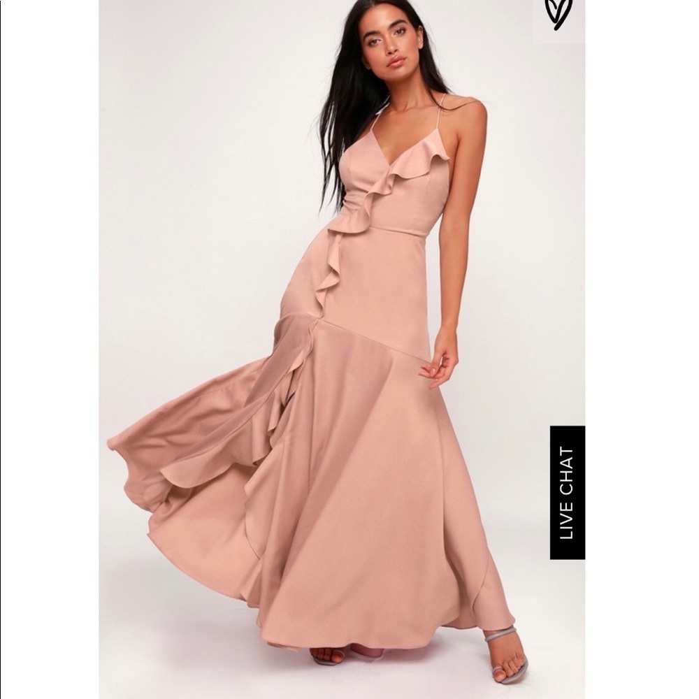 Selmah mauve ruffled lace-up maxi dress
